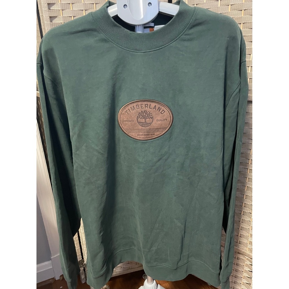 Timberland Mens Green Crewneck Sweatshirt Rugged Active Gear Logo 3XL